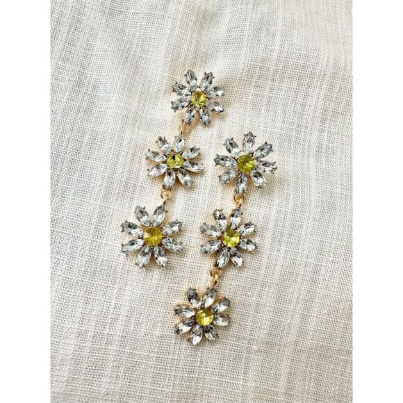 Rhinestone daisy dangle earrings - Picture 2 of 3